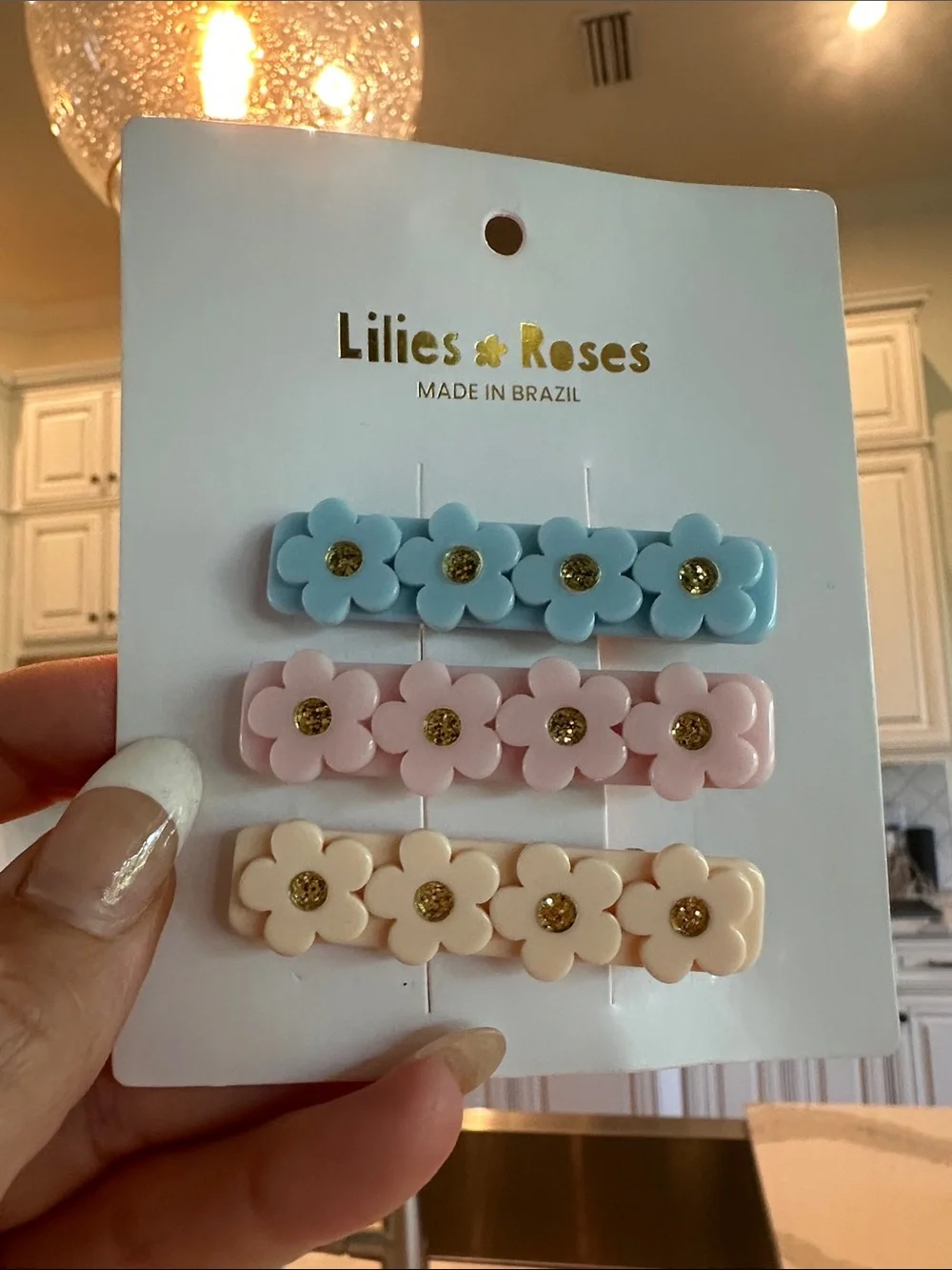 Kids Floral Hair Clip Set — Blue, Pink & Cream